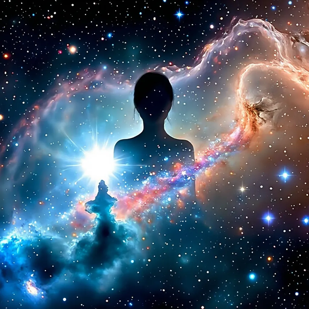 Human Silhouette in Cosmic Nebula AI Image Generated by iCreat AI AI ...