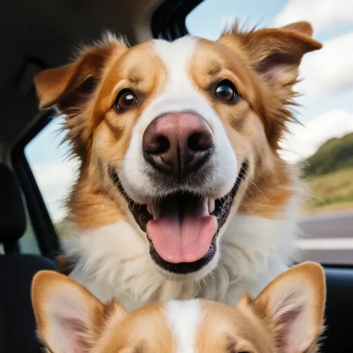 Joyful Pups on a Car Ride