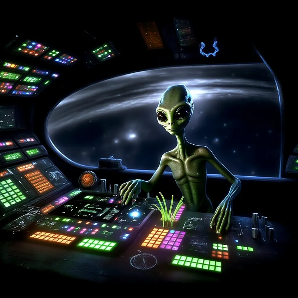 Alien Operating Spaceship Controls AI Image Generated by iCreat AI AI ...
