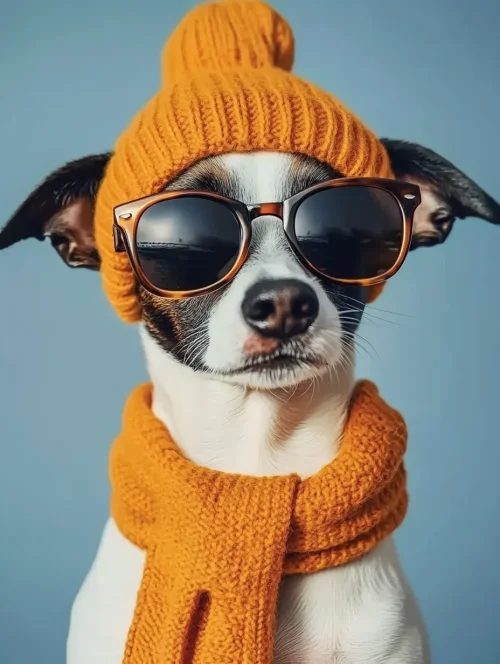 Cool Dog in Yellow Beanie and Sunglasses
