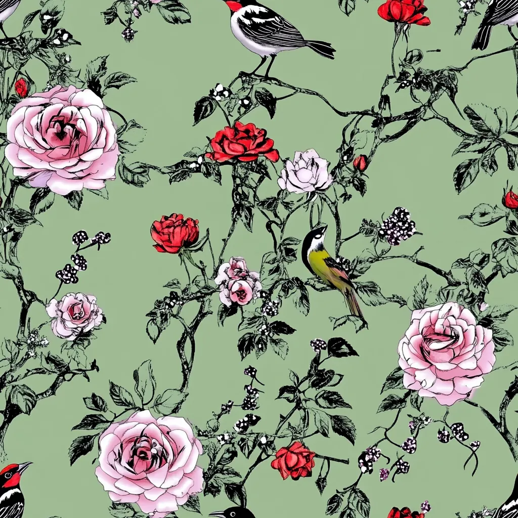 Avian Floral Pattern AI Image Generated by iCreat AI AI Image Generated ...