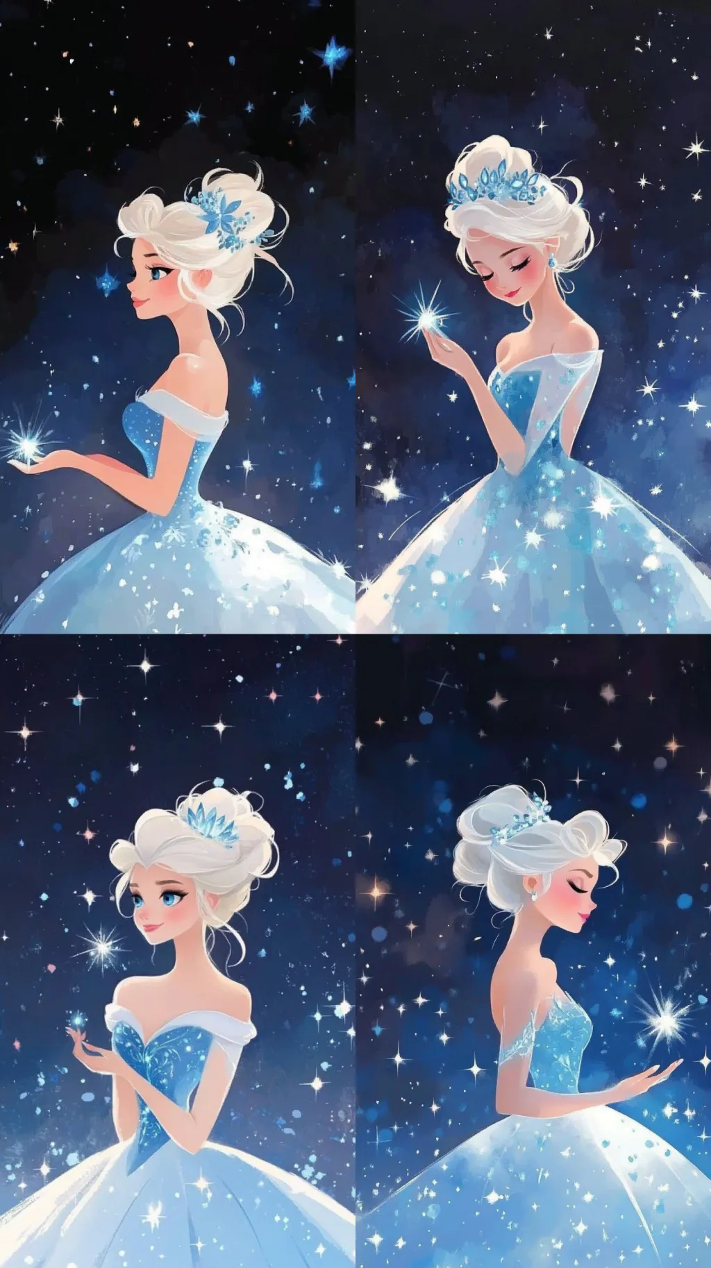 Posest Elsa Elsa: Starlit Poses Illustration Stars AI Image Generated by iCreat AI