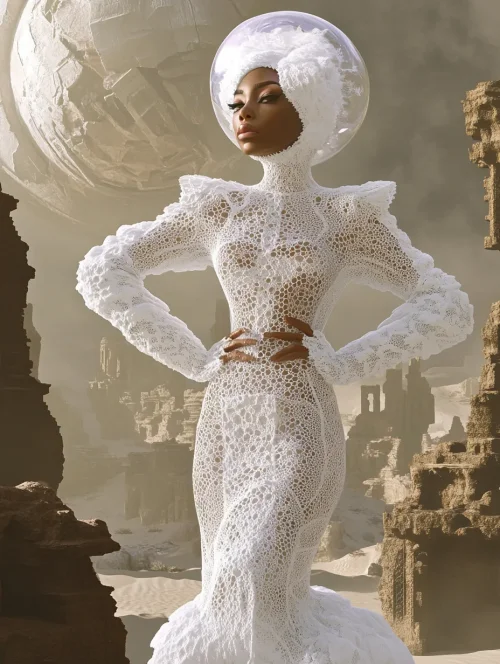 
The White Lace Guardian of the Desert Ruins